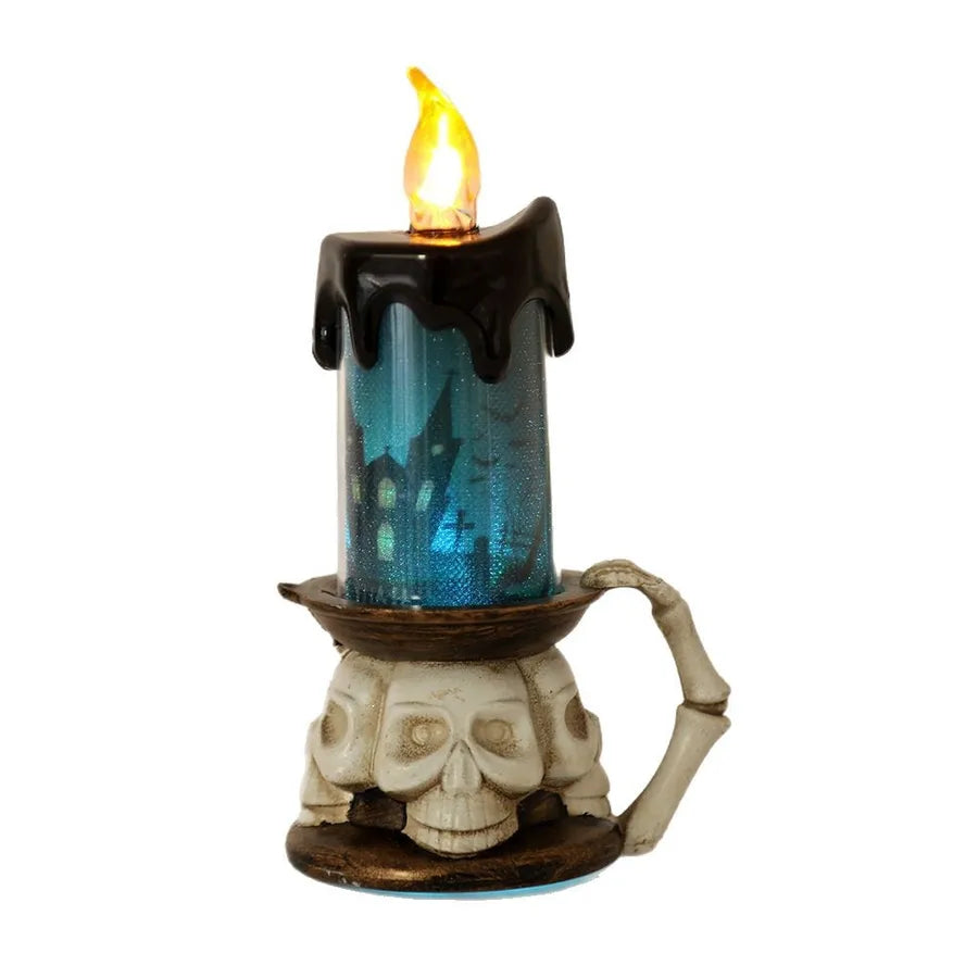 Halloween Pumpkin Candle Light Skull Flame Light Small Night Light Bar Secret Room Decoration Costume Prop Plastic Material