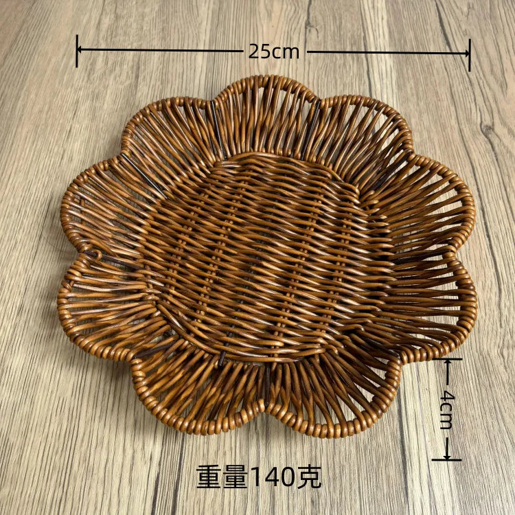 Simple Style Solid Color Imitation Rattan Storage Basket