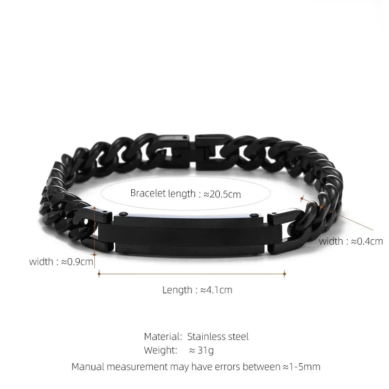Hip-Hop Geometric 304 Stainless Steel Plating Men's Bracelets Men Chain Bracelets
