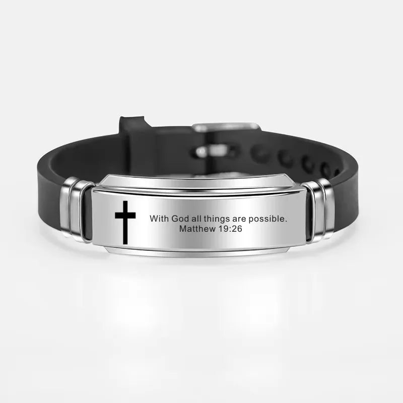 Elegant French Style Commute Letter 304 Stainless Steel Silica Gel Unisex Bangle
