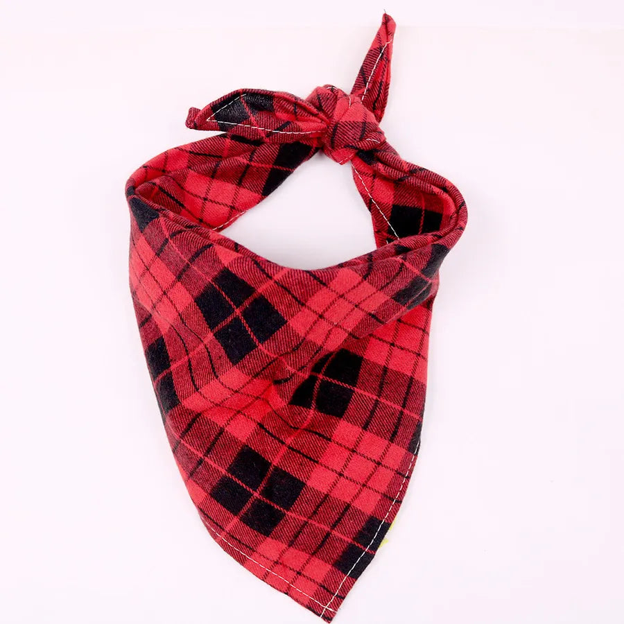 retro cotton christmas lattice pet saliva towel