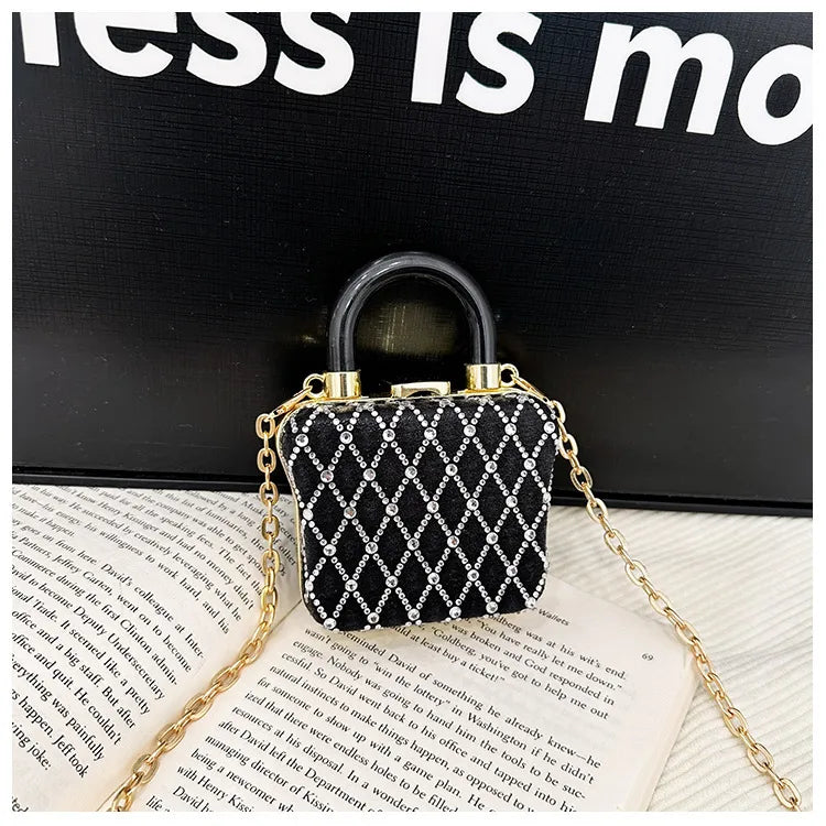 Women's PU Geometric Square Elegant Streetwear Lock Hollow Semicircle Round Square Lock clasp Handbag Crossbody Bag