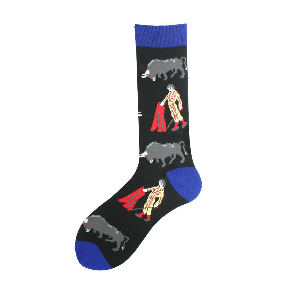 men's cartoon style animal cotton ankle socks a pair