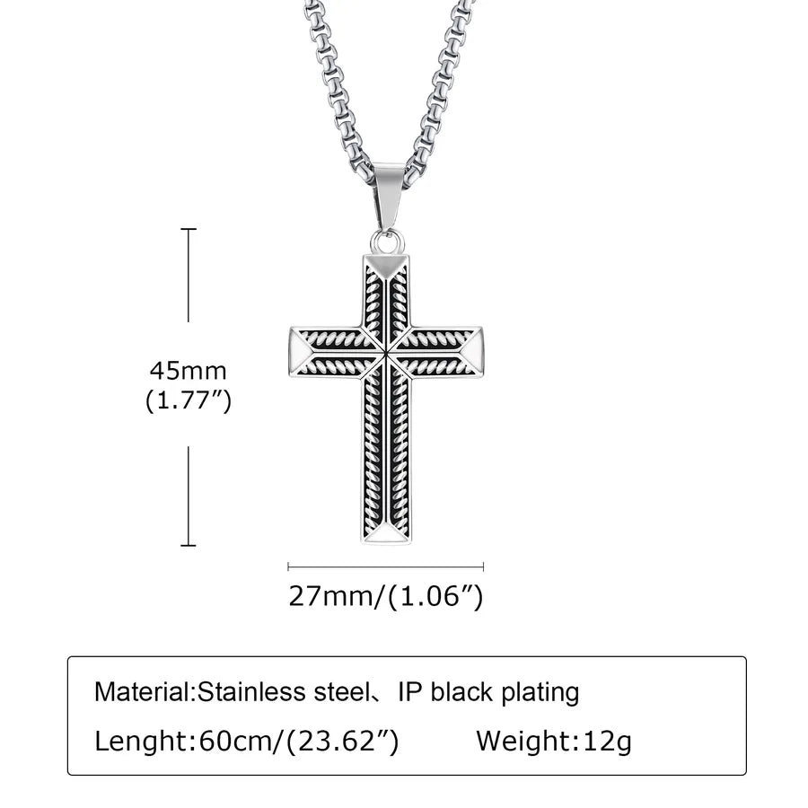 Wholesale Jewelry Religion Cross 304 Stainless Steel Zircon Pendant Necklace