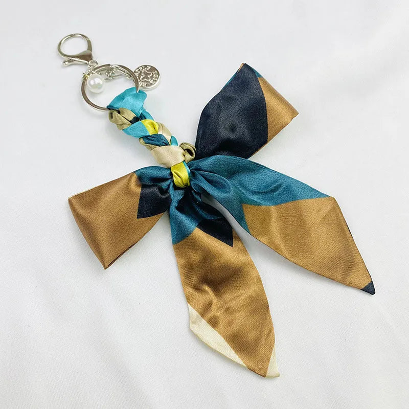 Sweet Simple Style Bow Knot Cloth Metal Unisex Bag Pendant Keychain