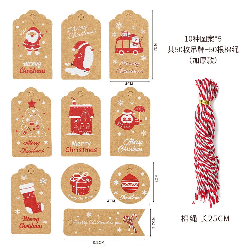Christmas Fashion Christmas Tree Santa Claus Snowman Kraft Paper Party Hanging Ornaments