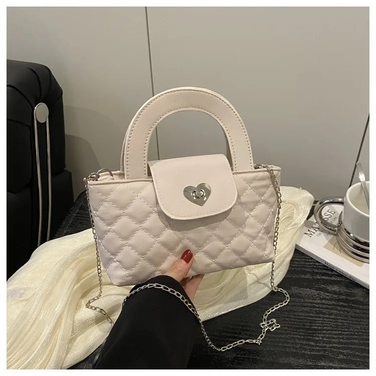 New Style Fashionable Simple Exquisite Western Style Summer New Rhombus Retro Chain Texture Crossbody Small Square Handbag