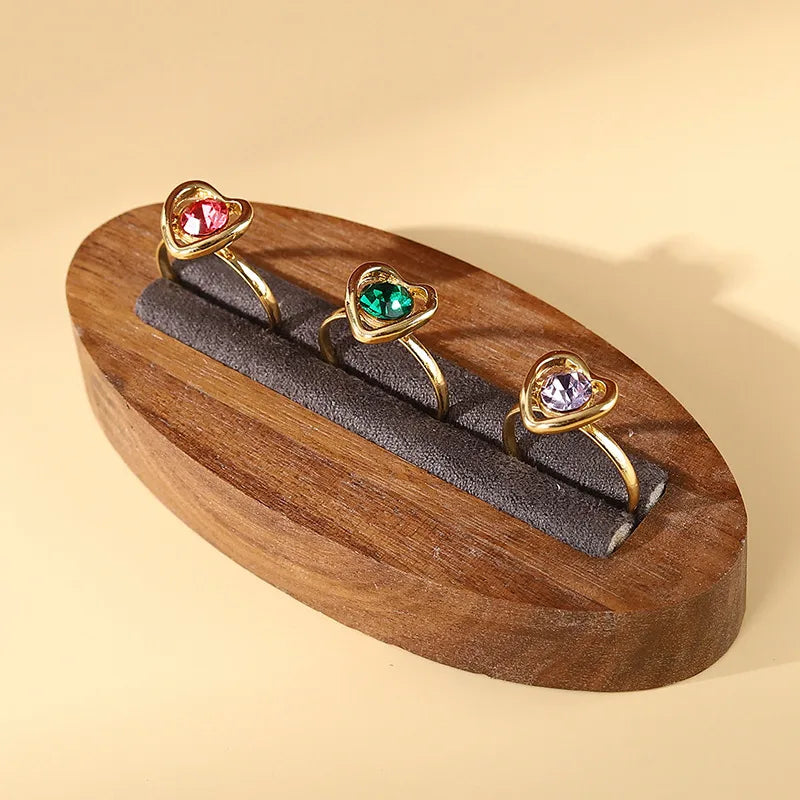 simple style oval solid wood flannel jewelry display