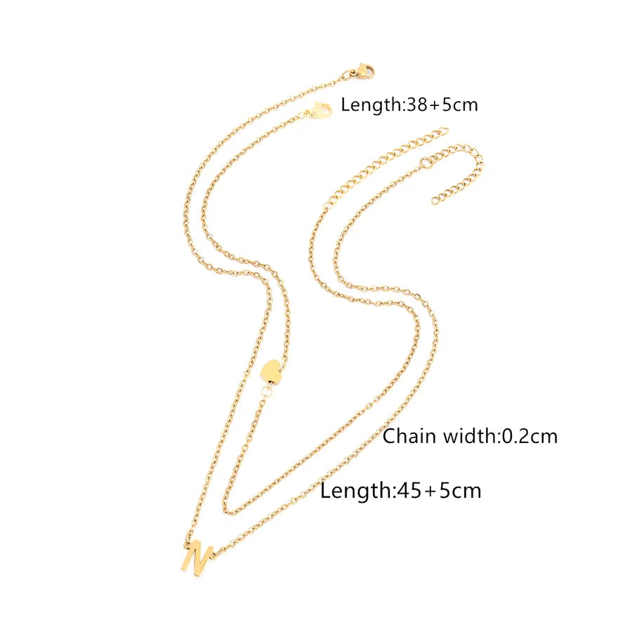 Wholesale Jewelry Elegant Retro Classic Style Letter Heart Shape 201 Stainless Steel 304 Stainless Steel cable chain Pendant Necklace