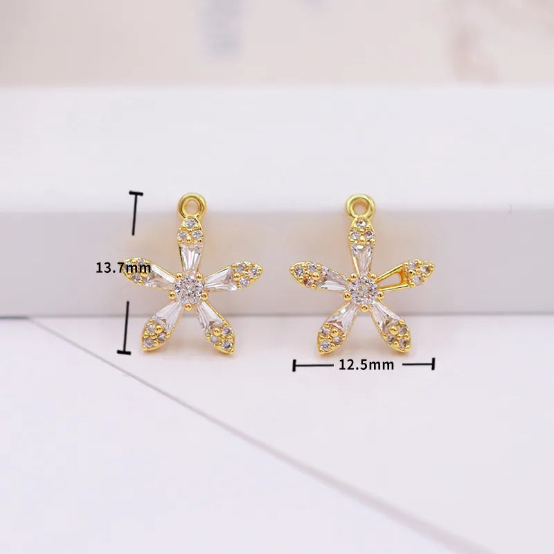 1 Piece Copper Zircon Flower Bow Knot Pendant