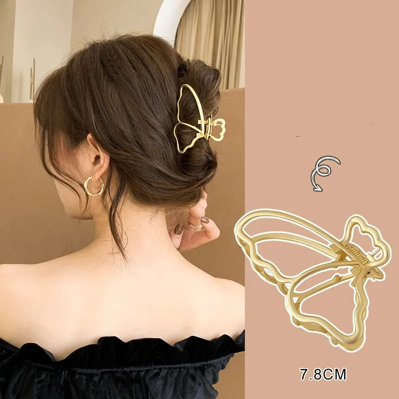 simple style sector shell rectangle imitation pearl rhinestone metal hair claws