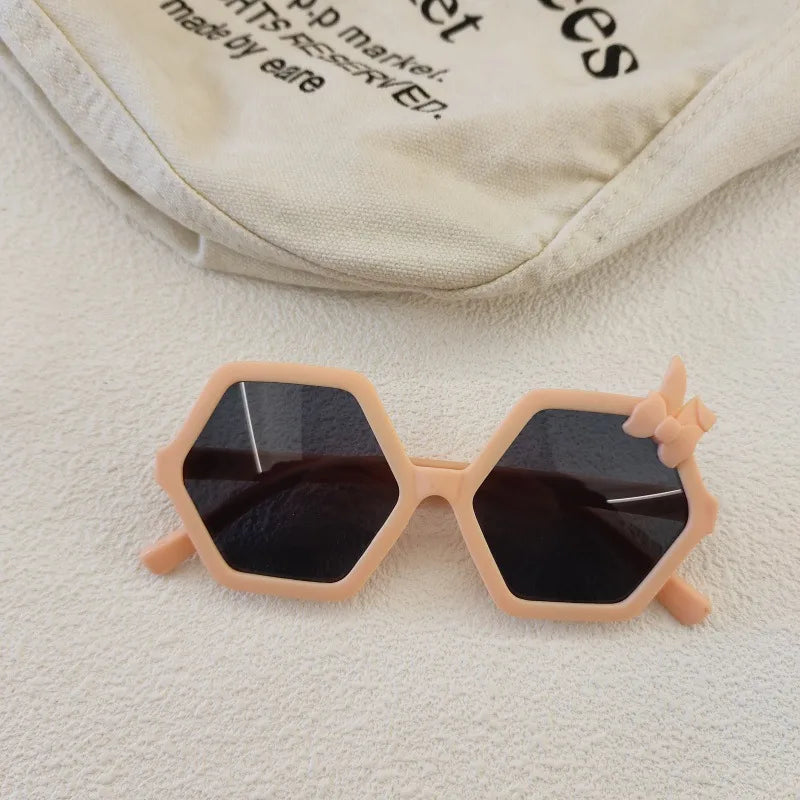 Cute Sweet Solid Color Resin Polygon Full Frame Kids Sunglasses
