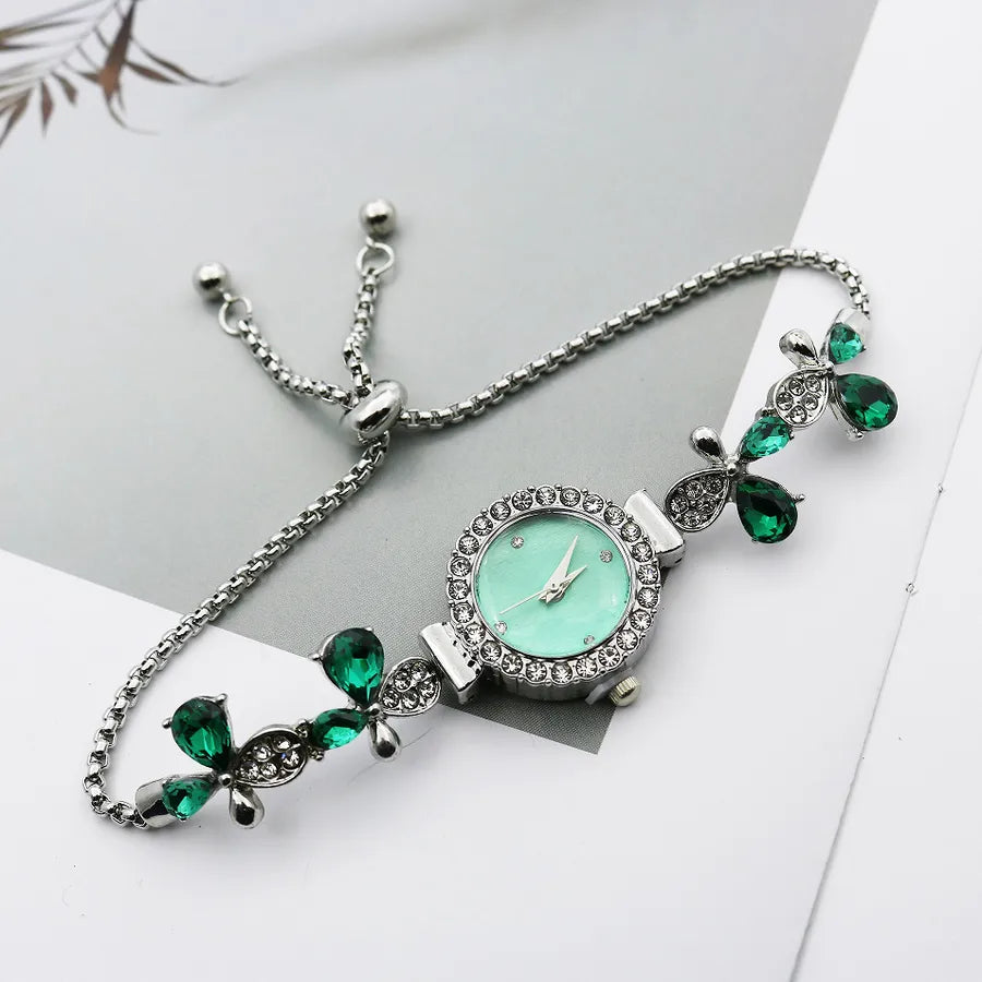 Casual Shiny Flower Jewelry Buckle Quartz Women's Watches