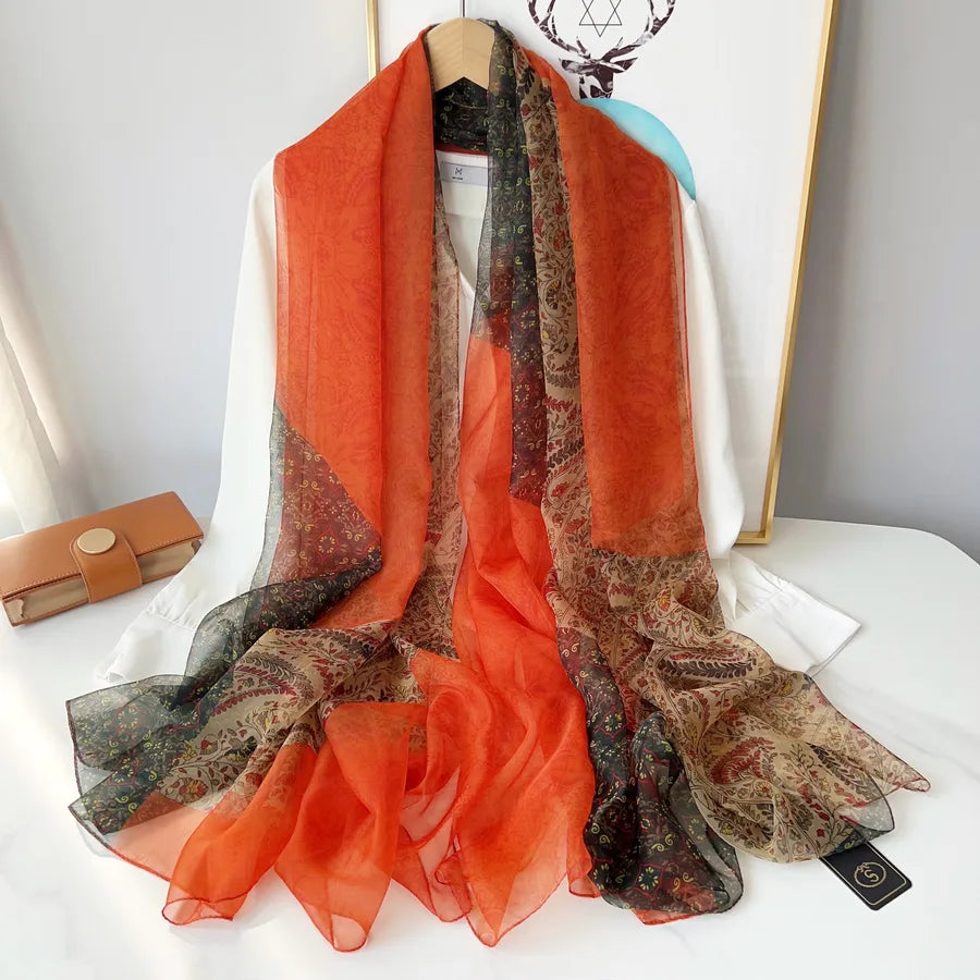 Women's Casual Geometric Polyester Printing Silk Scarf