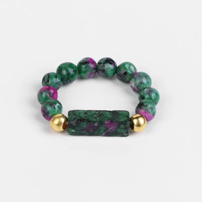 ethnic style round natural stone beaded rings 1 piece