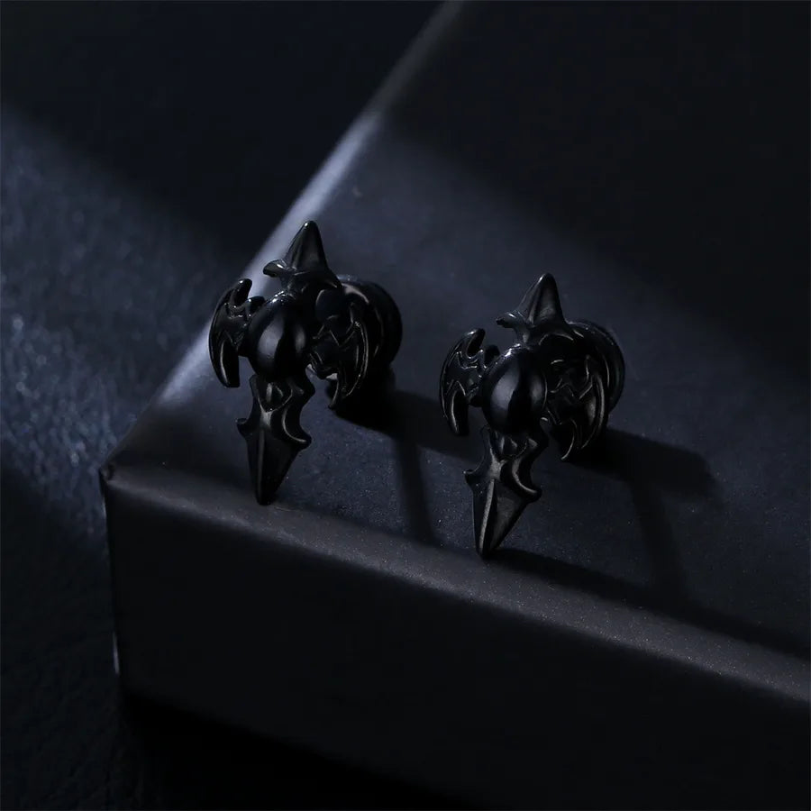 retro oval stainless steel inlay artificial gemstones ear studs 1 pair