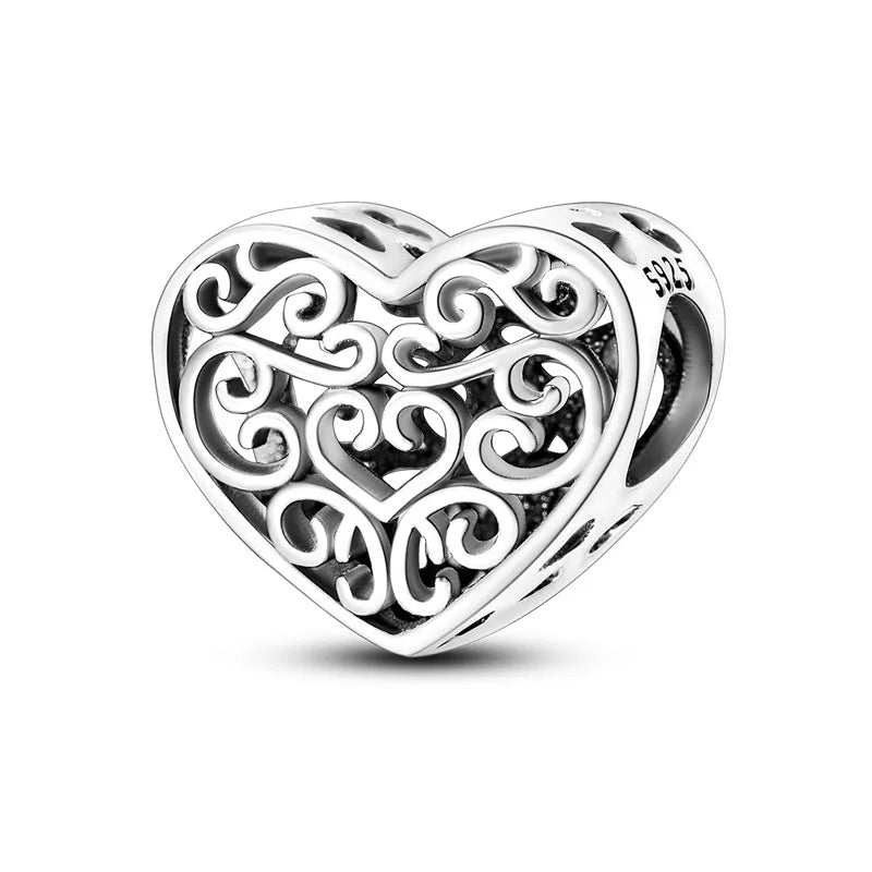 Amazon Hot Sale Original Cool Copper Plating S925 Silver Color Zirconium Heart-Shaped Beaded Charm Bracelet Necklace Cross-Border Wholesale
