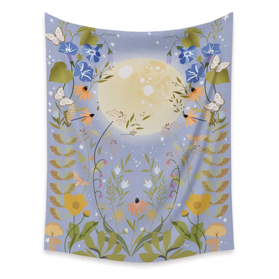 moon phase flowers printing bedroom decoration wall cloth wholesale nihaodropshipping
