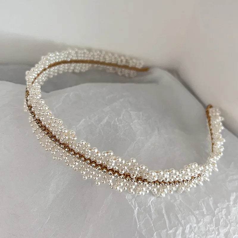 High-grade Super Fairy Elegant Simple Pearl Handmade Hair Band Headwear Exquisite Lady Fine Edge Headband Hair Strap Hair Accessories