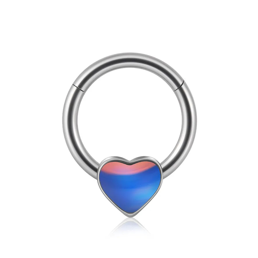 1 Piece Nose Rings & Studs Sweet Star Heart Shape Stainless Steel Plating Synthetic opal Resin Nose Rings & Studs