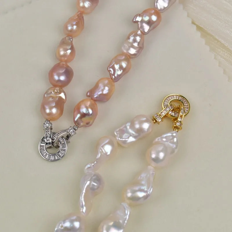 French Romantic Aurora Colorful Baroque Pearl Necklace Women Irregular Luxury Chic Clavicle Chain Natural Pearl Jewelry