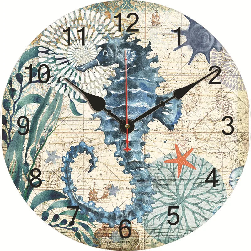 silent wall clock retro wood ocean clock wall sticker simple wall clock retro explosion hanging clock