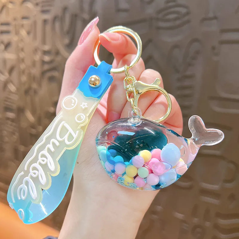 Acrylic Keychain Cute Sandflow Bottle Bag Pendant Toy Christmas Valentine Wedding Graduation Birthday Gift Keyring Decoration