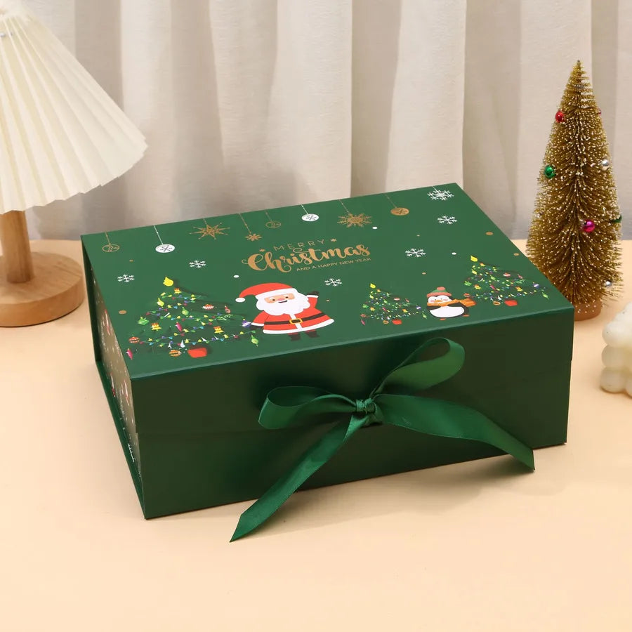 Christmas Gift Box Butterfly Knot Magnetic One-Piece Packaging Box Elegant Simple Style White Card Paper Christmas Gifts