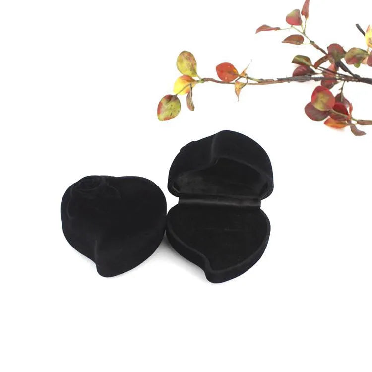simple style heart shape flannel jewelry boxes