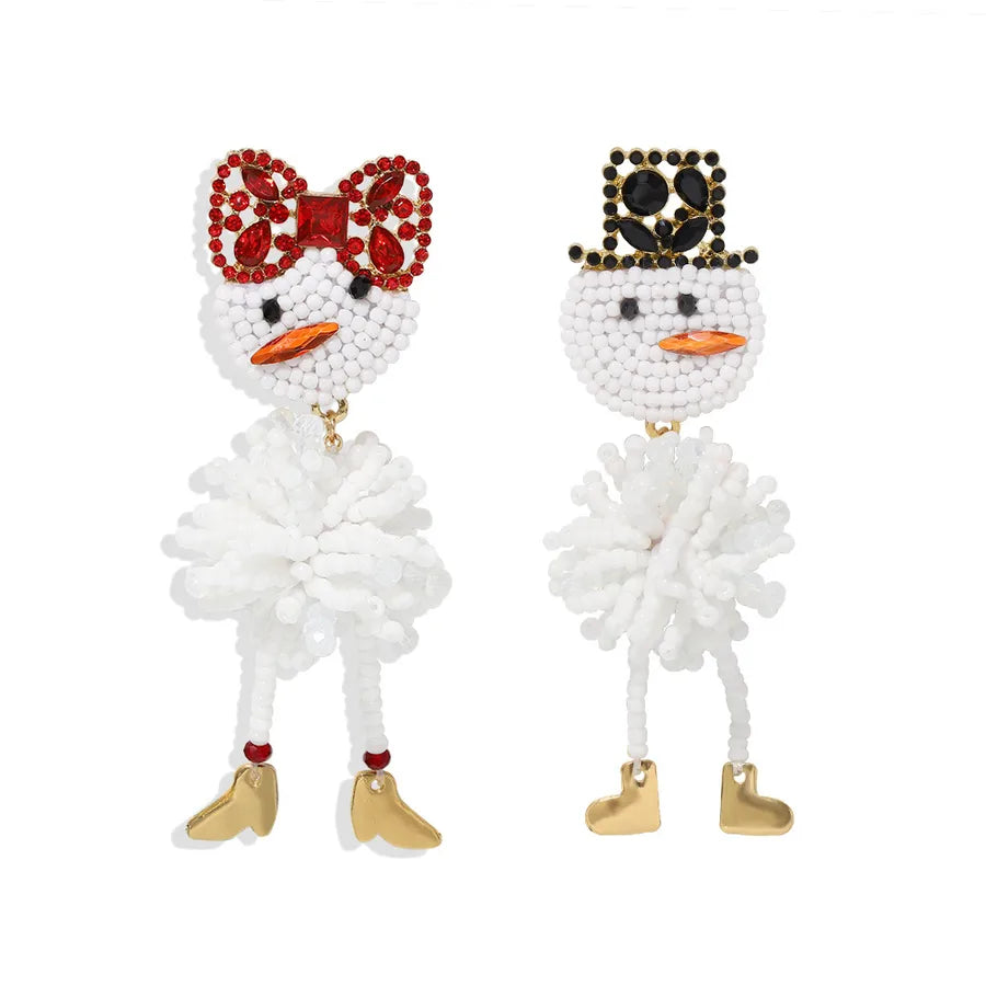 Christmas Cartoon Style Exaggerated Novelty Diamond Alloy Artificial Gemstones Earrings