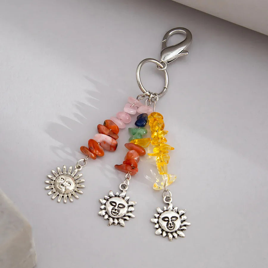 Pastoral Sun Moon Glass Zinc alloy Unisex Keychain