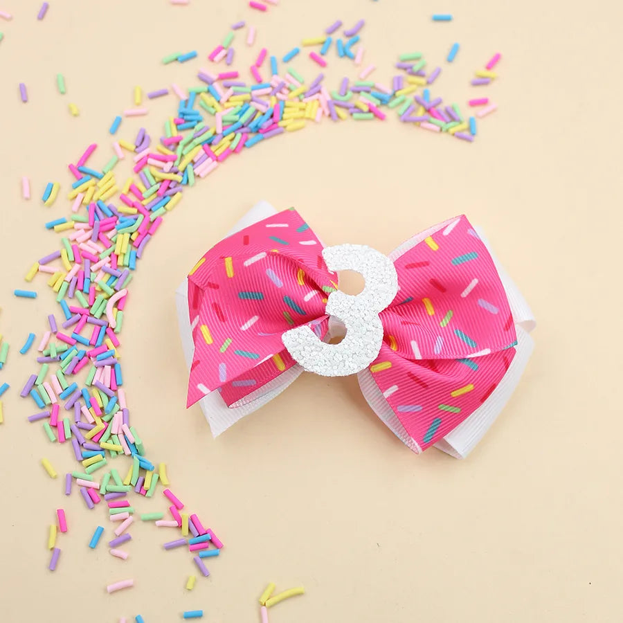 Birthday Digital Hairpin Pink Ice Cream Hair Band Children's Cute Sweet Birthday Hair Accessories  Explosions