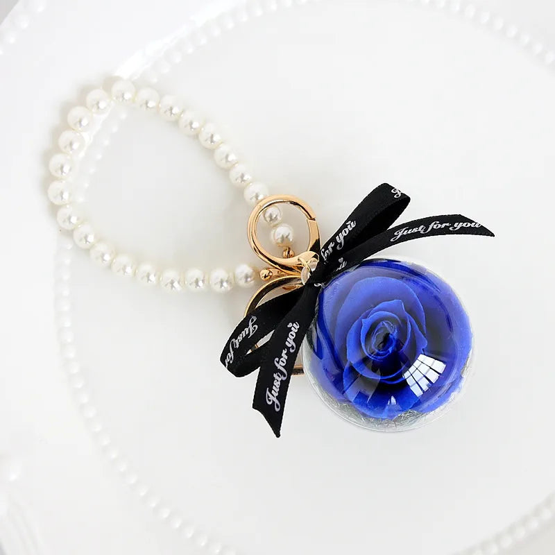 cute letter preserved flower women's keychain