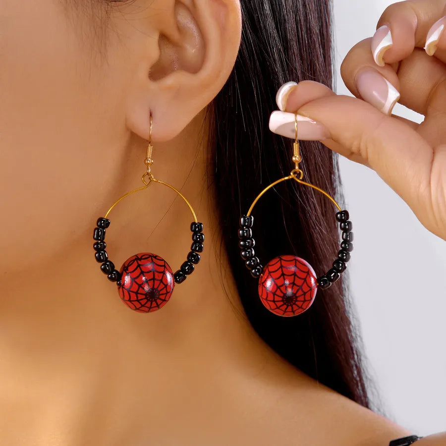 Cute Spooky Cat Ear Rings Halloween Party Ear Jewelry Design Women's Style Geometric Pattern Alloy Skull Pumpkin Earrings