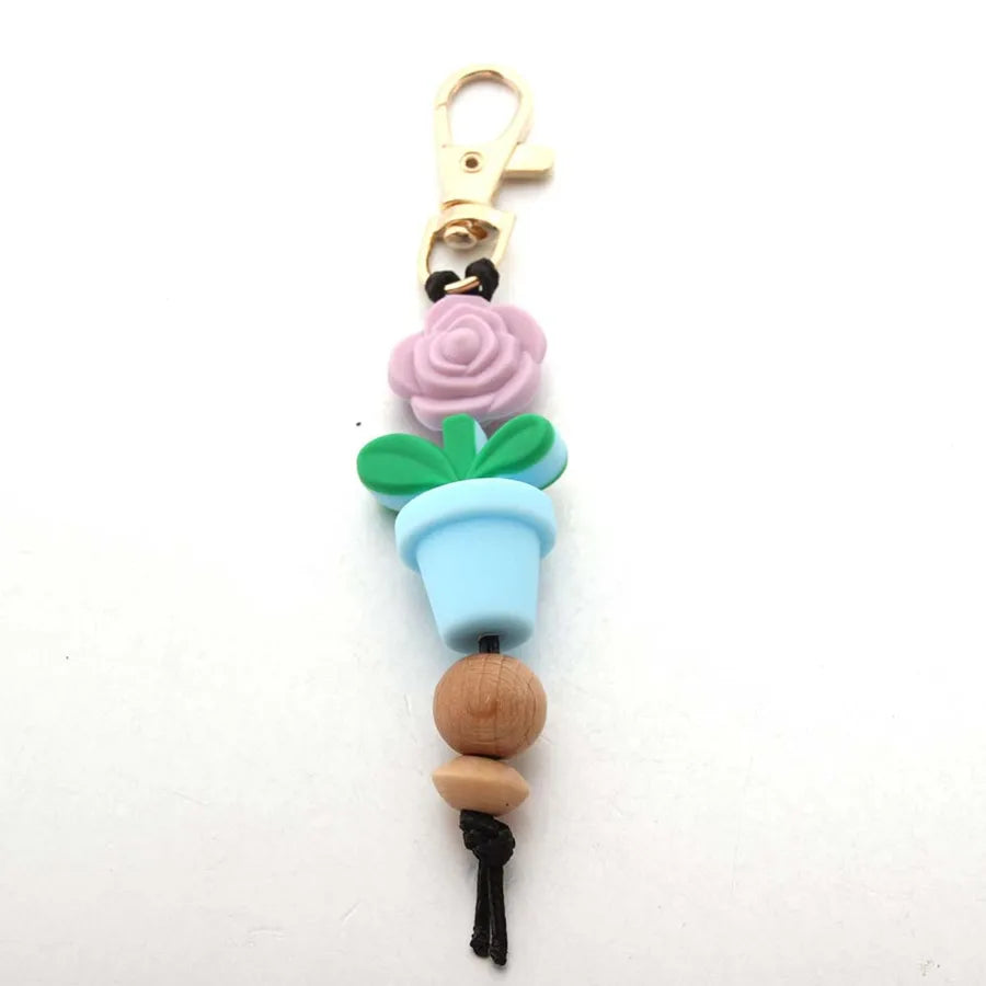 Sweet Flower Silica Gel Women's Bag Pendant Keychain
