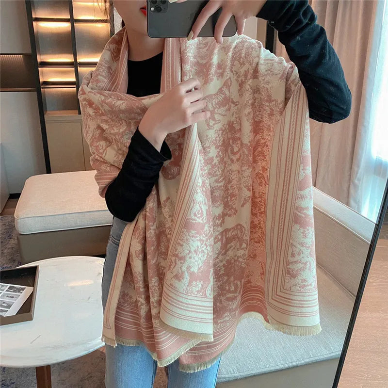 Women's Casual Elegant Color Block Imitation cashmere Tassel Scarf