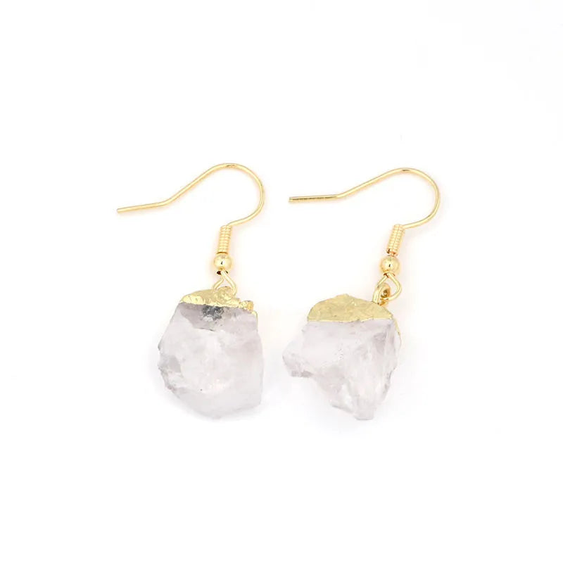 1 pair lady vacation water droplets natural stone copper drop earrings