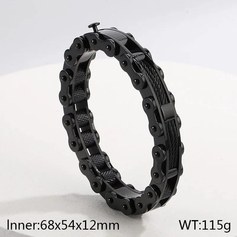 Rock Fashion Vacuum Plating Bicycle Chain Stainless Steel Men's Bracelet