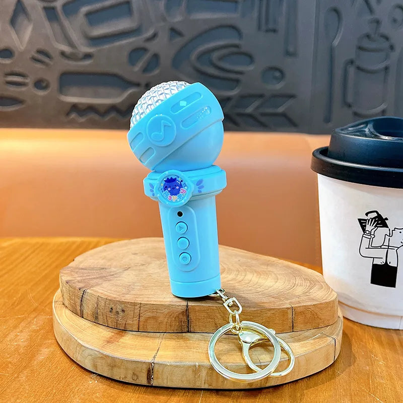 Creative Multi-Functional Recording Microphone Keychain Cute Bag Accessory Fun Student Toy Pendant Gift ABS Material Lovely Style
