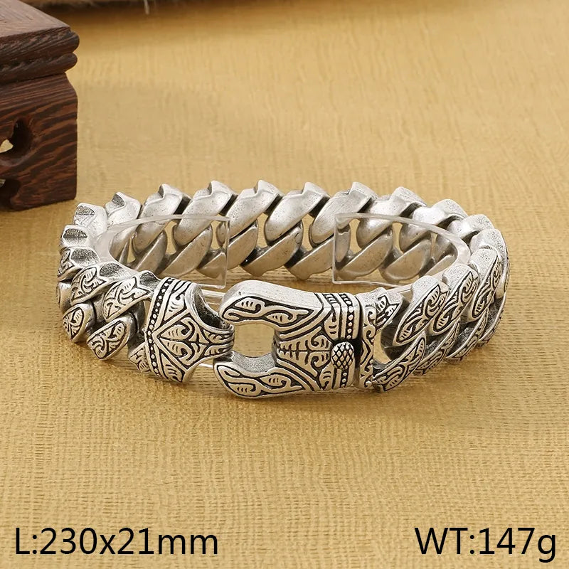 Hip-Hop Classic Style Geometric 304 Stainless Steel 18K Gold Plated Men's Bracelets