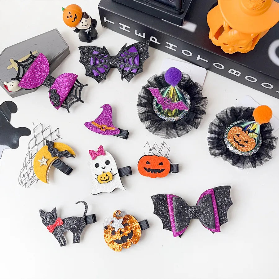 New Arrival Halloween Ornaments Creative Funny Pumpkin Ghost Bat Side Clip Top Clip Festival Atmosphere Hair Accessories