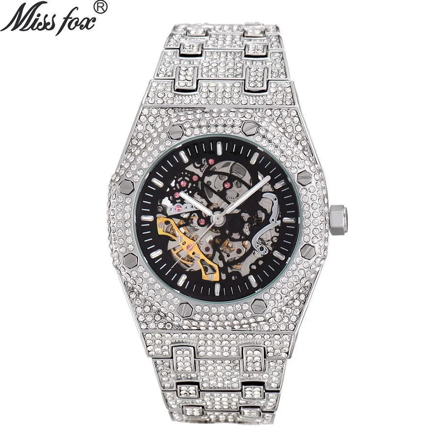 Luxurious Shiny Solid Color Butterfly Double Snap Mechanical Watch Men's Watches