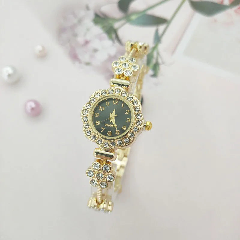 Elegant Flower Single Folding Buckle Quartz Watch Women's Watches