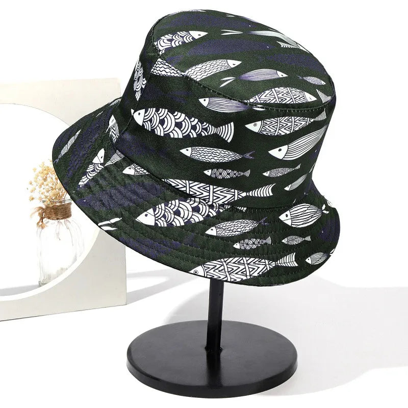 Women's Simple Style Classic Style Color Block Printing Flat Eaves Bucket Hat