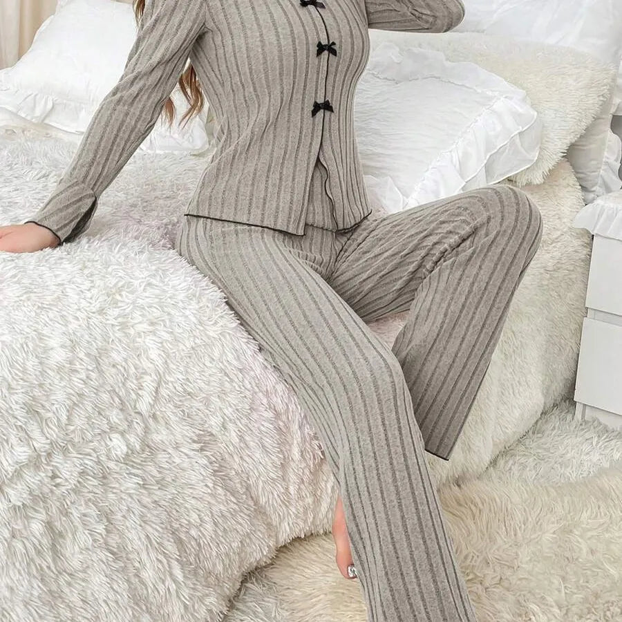 Pajamas Women's Two-Piece Set Autumn and Winter Home Warm Casual Fashionable and Support Outer Wear Homewear Suit Women's