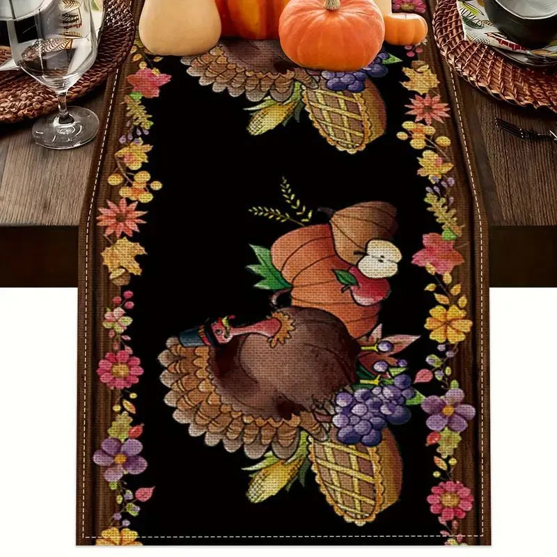 Halloween Thanksgiving Cute Pumpkin Lattice Polyester Table Runner