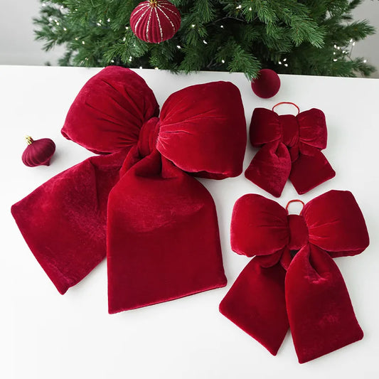 Nuchi Large Velvet Christmas Decoration 3D Christmas Tree Ornament DIY Embroidery Festive Butterfly Knot Holiday Craft