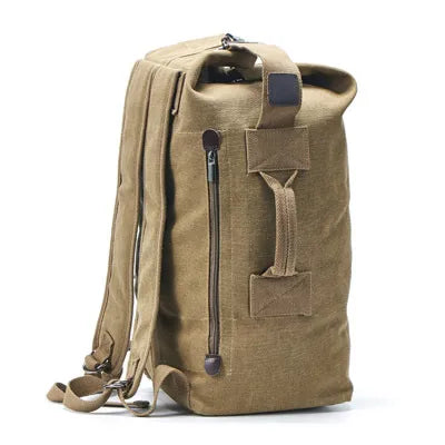 Unisex Solid Color Canvas Zipper Functional Backpack Hiking Backpack