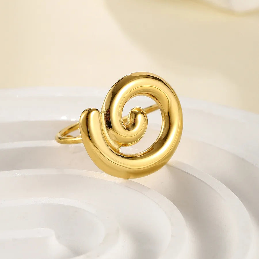 Wholesale Jewelry Artistic Solid Color 304 Stainless Steel 14K Gold Plated Rings