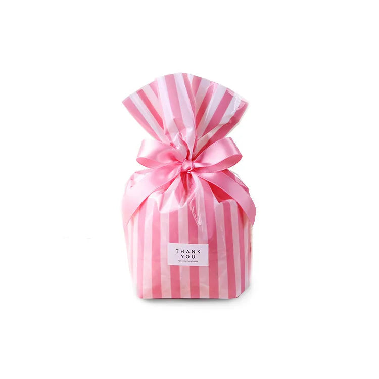 Cute Stripe PP Casual Gift Bags Party Supplies Gift Wrapping Supplies 50 PCS/Package